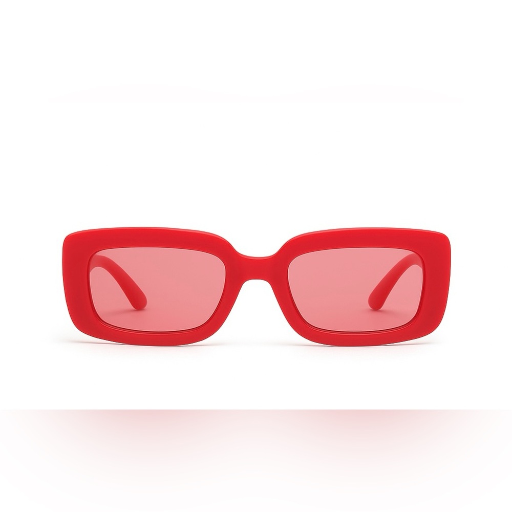 Red Rectangular Sunglasses - Picture 2 of 3